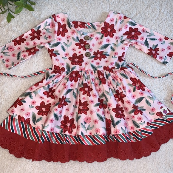 cheeky plum Other - NWT Cheeky Plum Myra Dress 6-12M Poinsettia Parade Red & White Floral